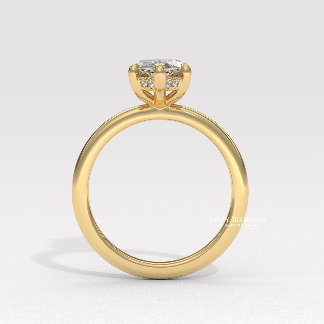 Marquise hidden halo lab grown diamond ring fitted on finger
