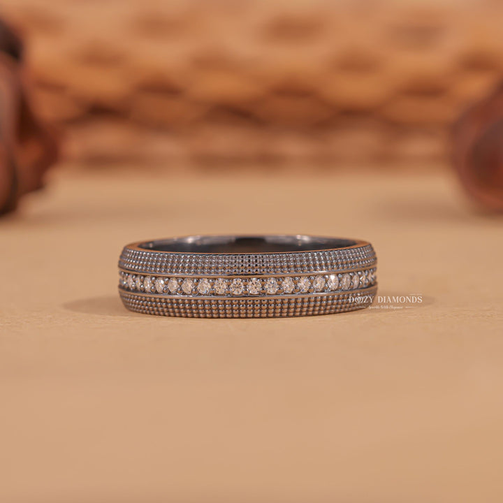 3.50MM Vintage round diamond wedding band front view