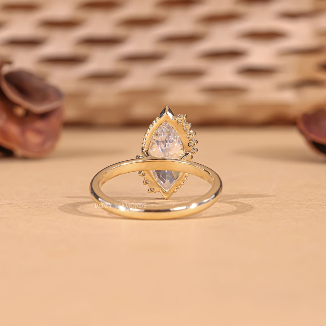 Marquise cluster engagement ring with certified lab grown diamond