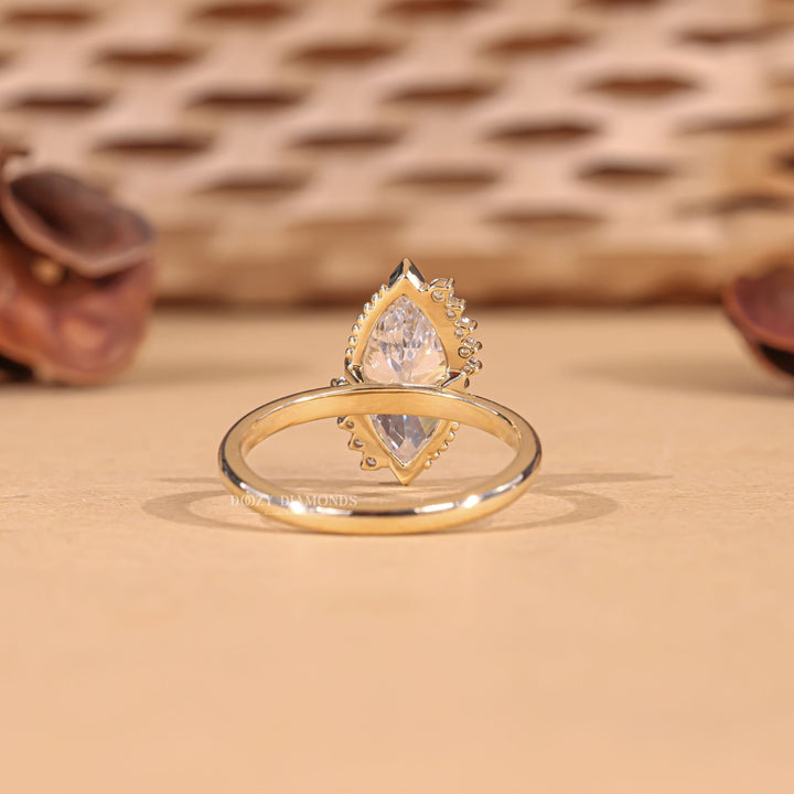 Marquise cluster engagement ring with certified lab grown diamond