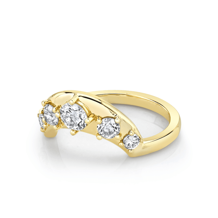 Round diamond band stacked with engagement ring