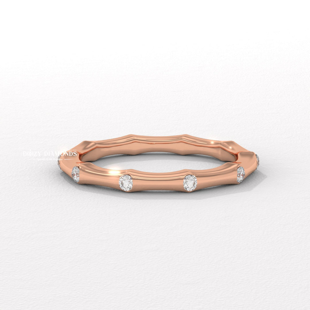 Dainty lab grown diamond band worn on hand