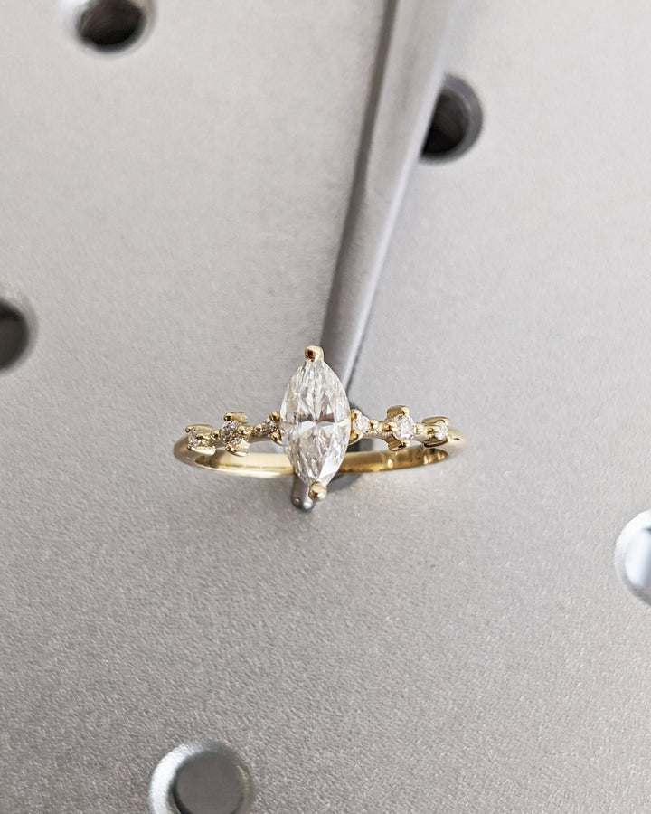 Marquise pave engagement ring with brilliant diamond sparkle