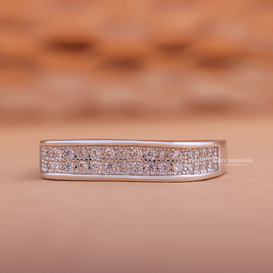 Anniversary round diamond wedding band front view