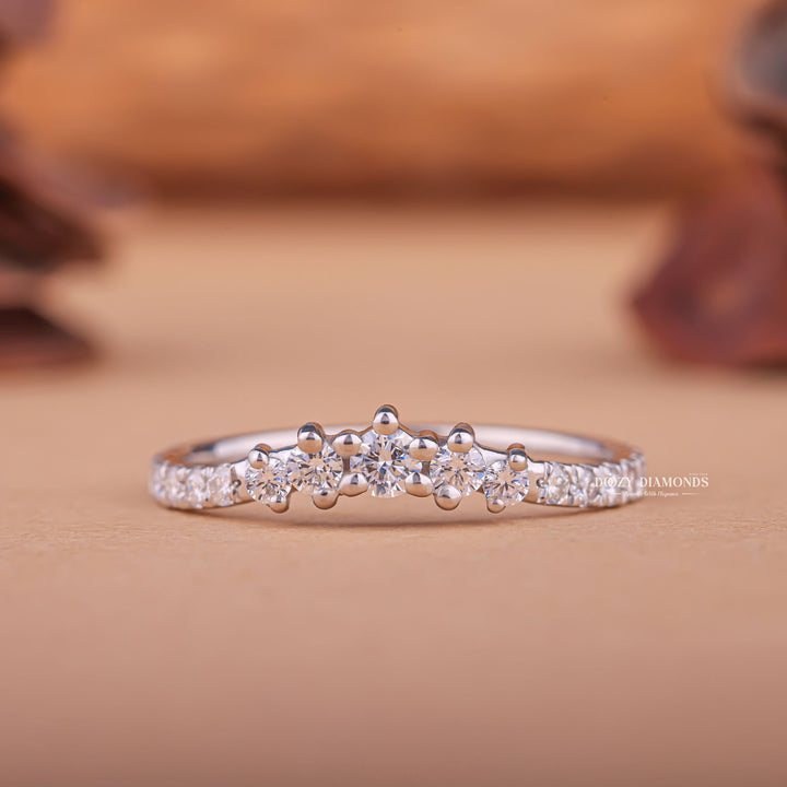 Round round diamond wedding band front view
