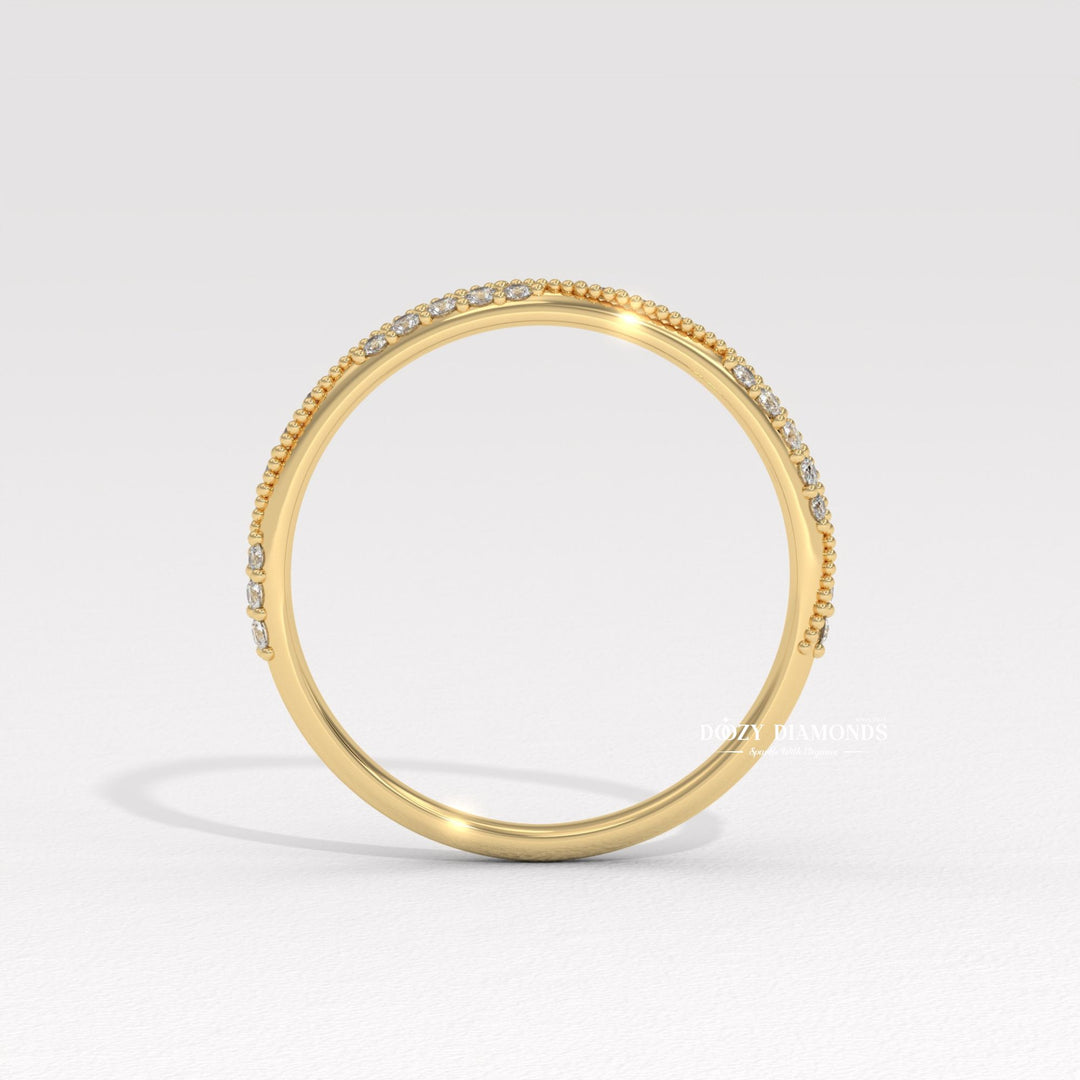 Vintage Match diamond band stacked with engagement ring