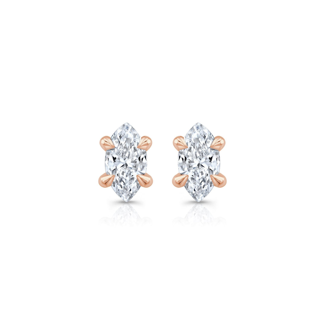 Marquise F - VS1 Lab - Grown Hidden Halo Stud Earrings For Women - Doozy Diamonds