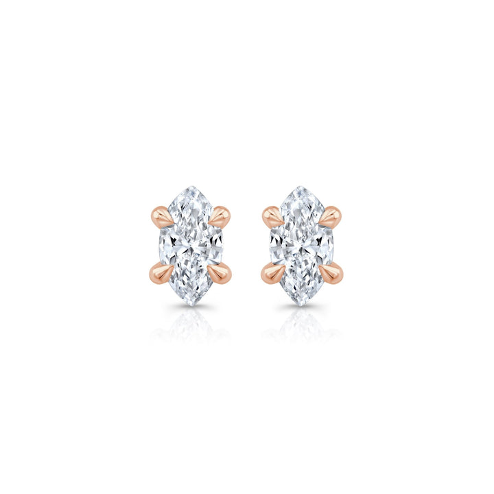 Marquise F - VS1 Lab - Grown Hidden Halo Stud Earrings For Women - Doozy Diamonds