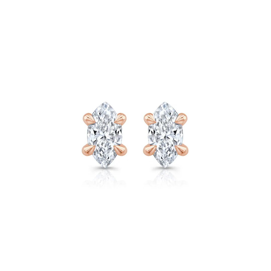 Marquise F - VS1 Lab - Grown Solitaire Stud Earrings For Women - Doozy Diamonds