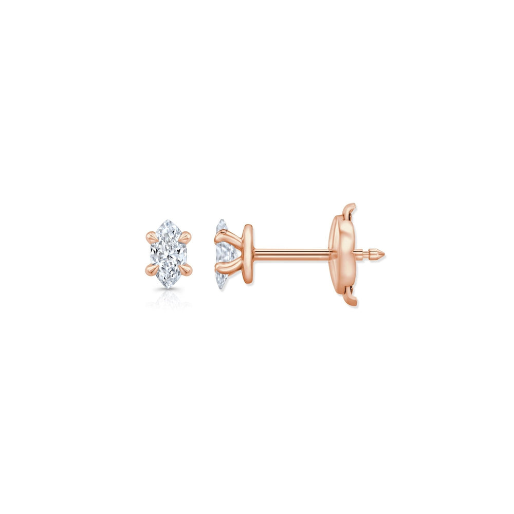 Marquise F - VS1 Lab - Grown Hidden Halo Stud Earrings For Women - Doozy Diamonds