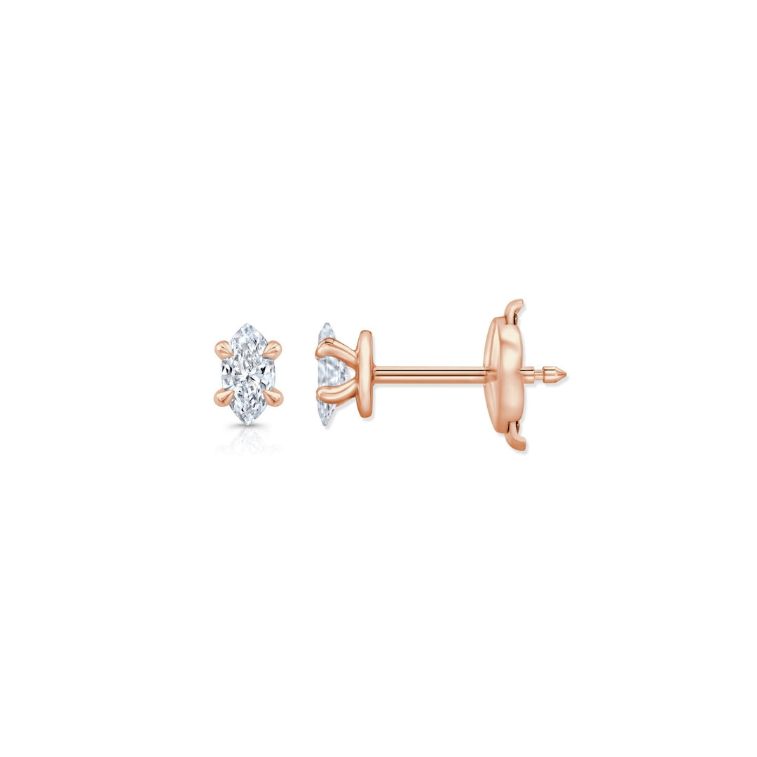 Marquise F - VS1 Lab - Grown Hidden Halo Stud Earrings For Women - Doozy Diamonds