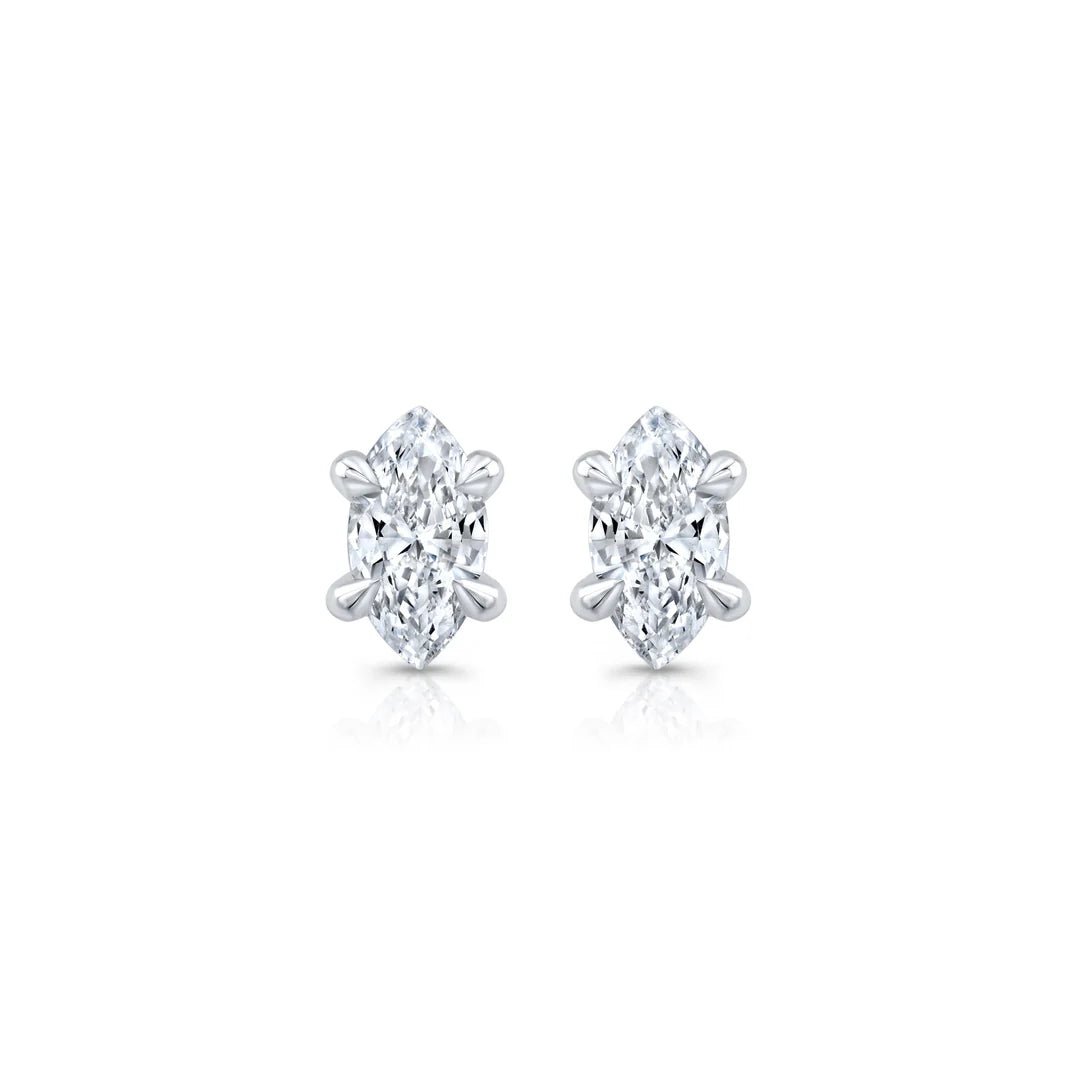 Marquise F - VS1 Lab - Grown Solitaire Stud Earrings For Women - Doozy Diamonds