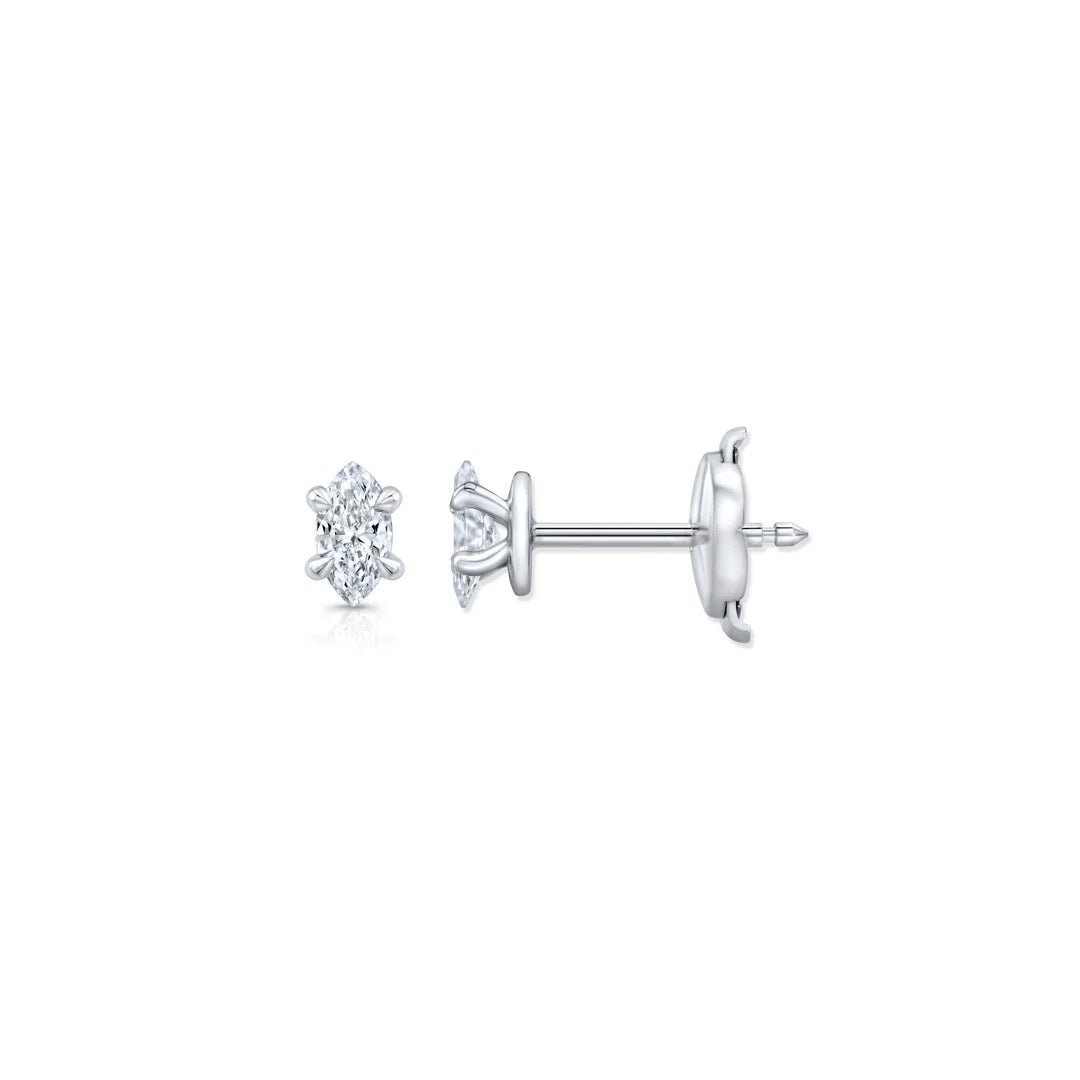 Marquise F - VS1 Lab - Grown Solitaire Stud Earrings For Women - Doozy Diamonds