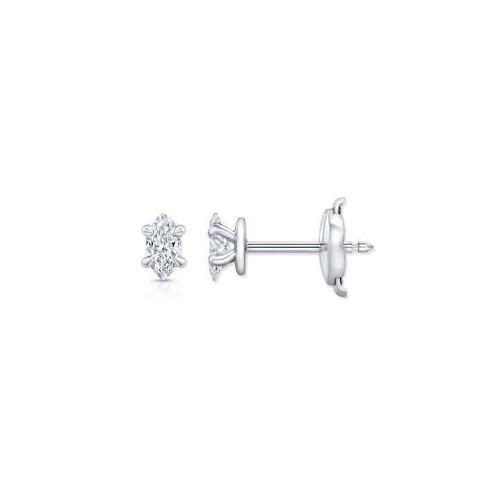 Marquise F - VS1 Lab - Grown Hidden Halo Stud Earrings For Women - Doozy Diamonds