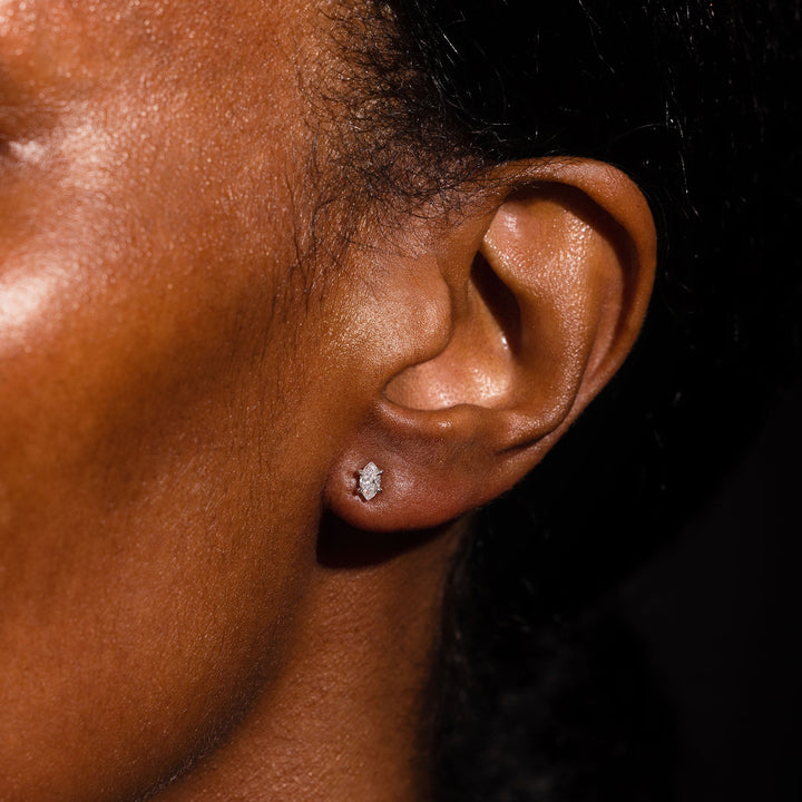 Marquise F - VS1 Lab - Grown Hidden Halo Stud Earrings For Women - Doozy Diamonds