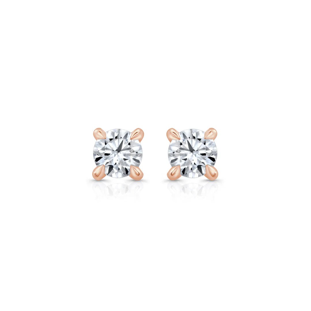 Round F - VS1 Lab - Grown Petite Prongs Stud Earrings - Doozy Diamonds
