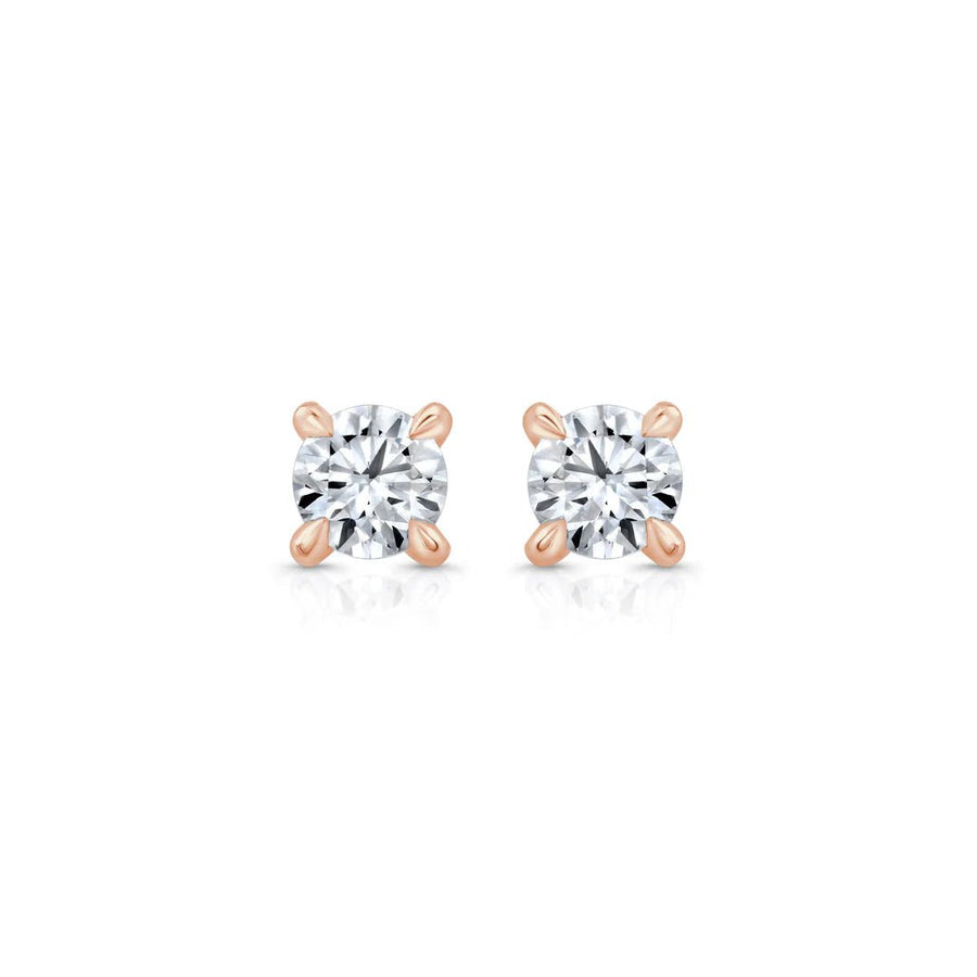 Round F - VS1 Lab - Grown Petite Prongs Stud Earrings - Doozy Diamonds
