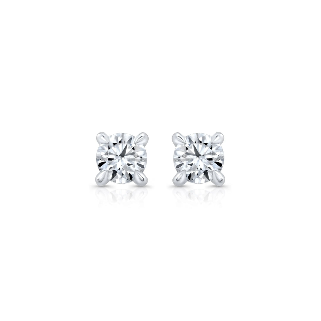 Round F - VS1 Lab - Grown Petite Prongs Stud Earrings - Doozy Diamonds