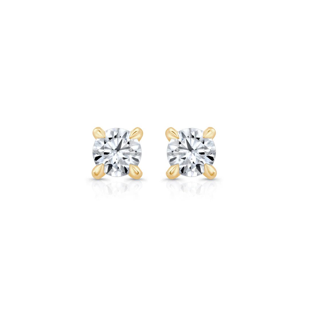 Round F - VS1 Lab - Grown Petite Prongs Stud Earrings - Doozy Diamonds