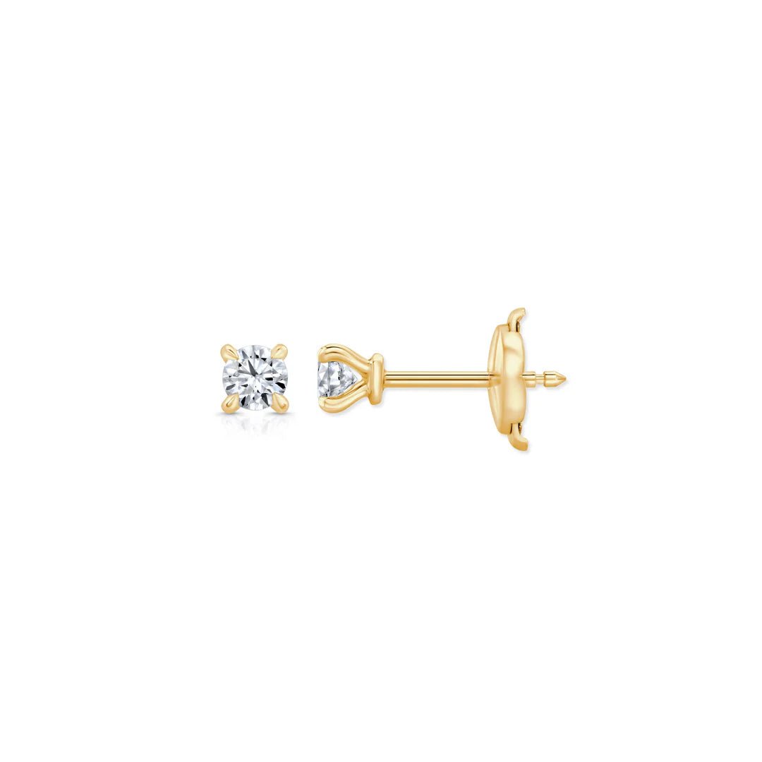 Round F - VS1 Lab - Grown Petite Prongs Stud Earrings - Doozy Diamonds
