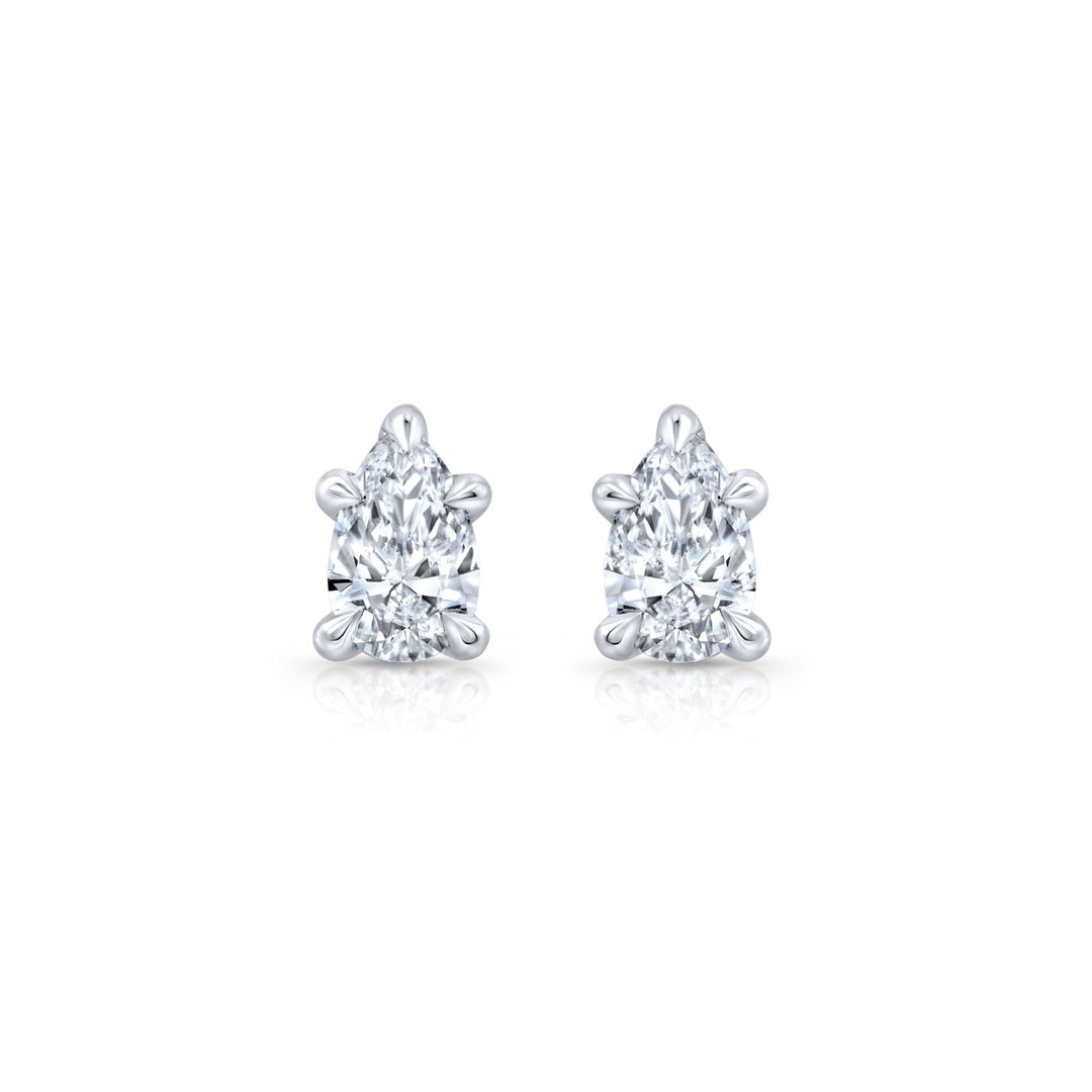 Pear F - VS1 Lab - Grown Diamond Hidden Halo Stud Earrings - Doozy Diamonds