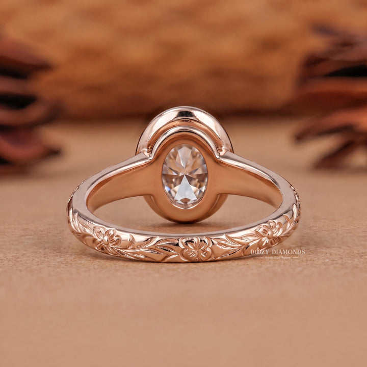 2.50CT Oval Bezel E/VS2 Vintage Style Lab Grown Diamond Engagement Ring