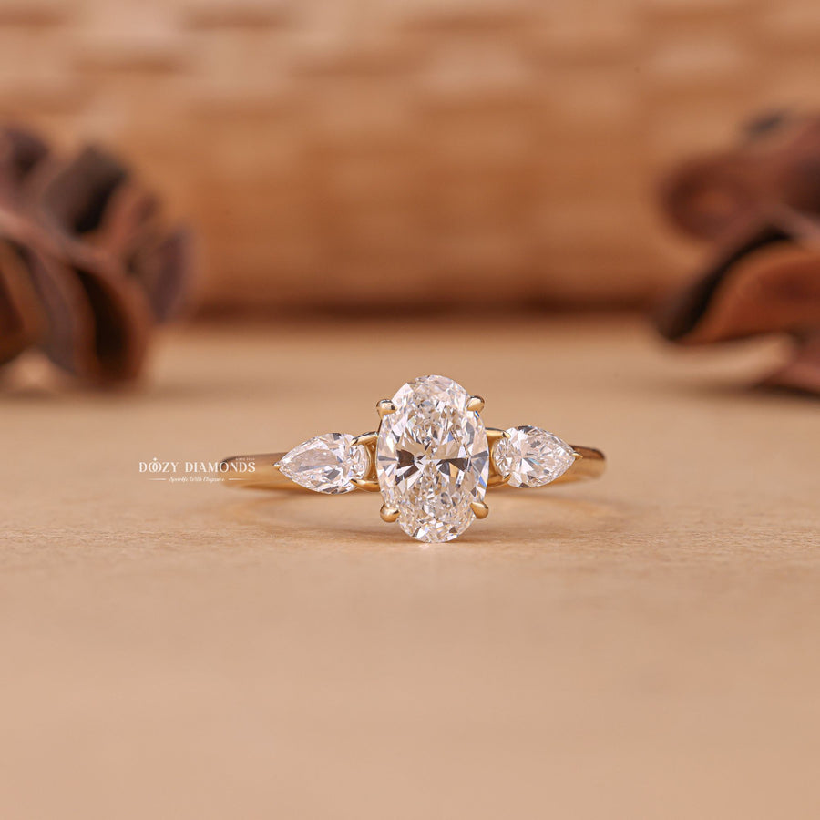 1.50CT oval cut three stone engagement ring available to buy now