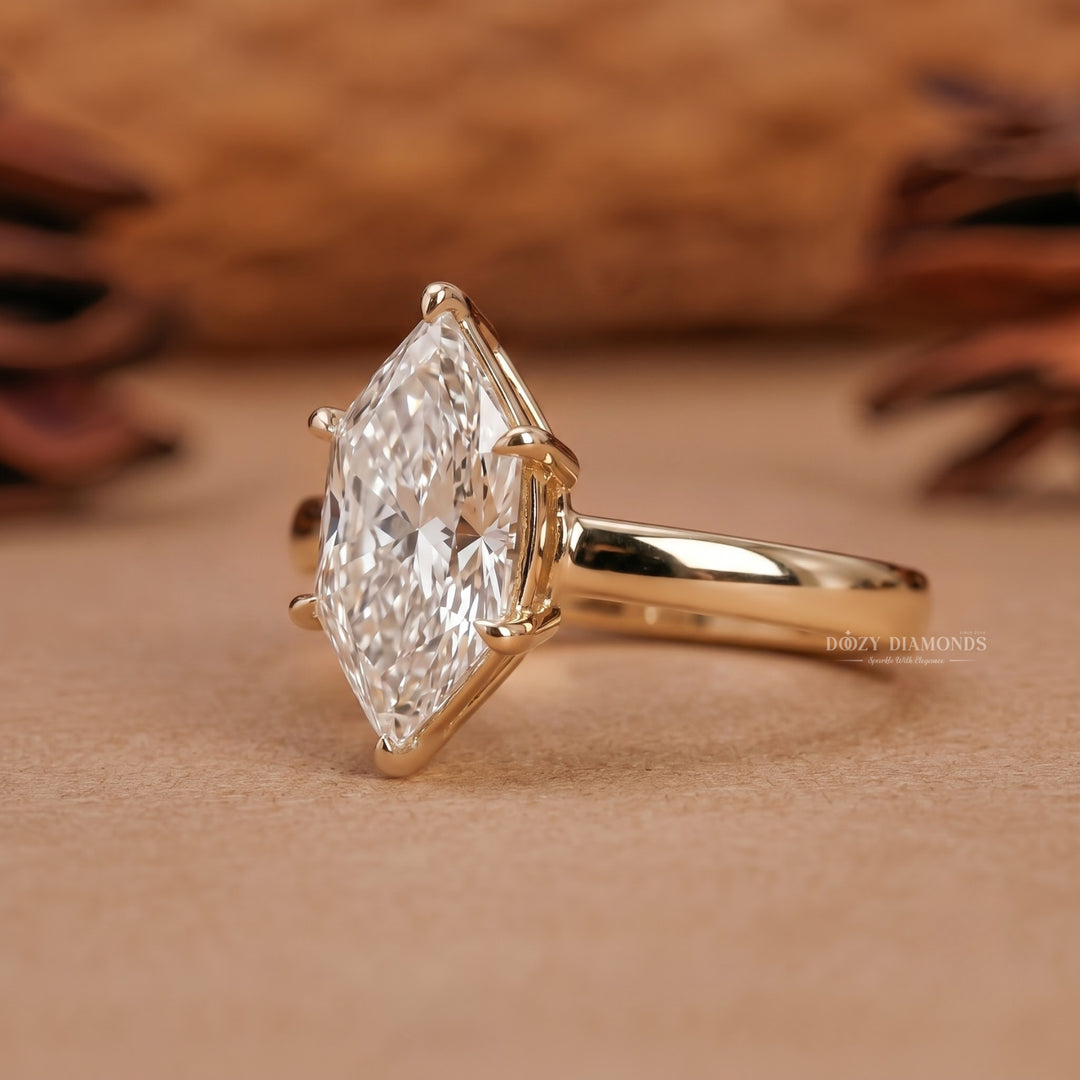 2.50CT Dutch Marquise E/VVS1 Lab Grown Diamond Gold Engagement Ring