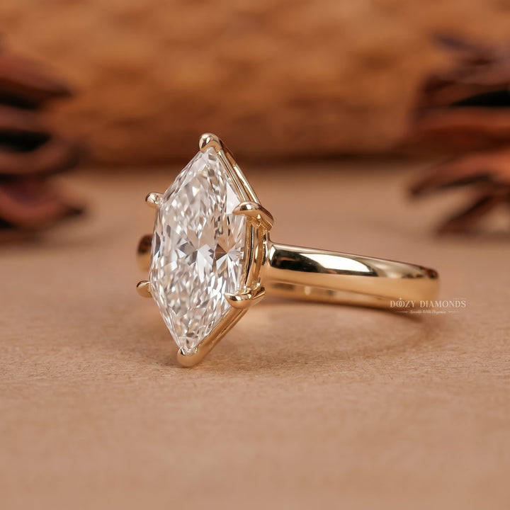 2.50CT Dutch Marquise E/VVS1 Lab Grown Diamond Gold Engagement Ring