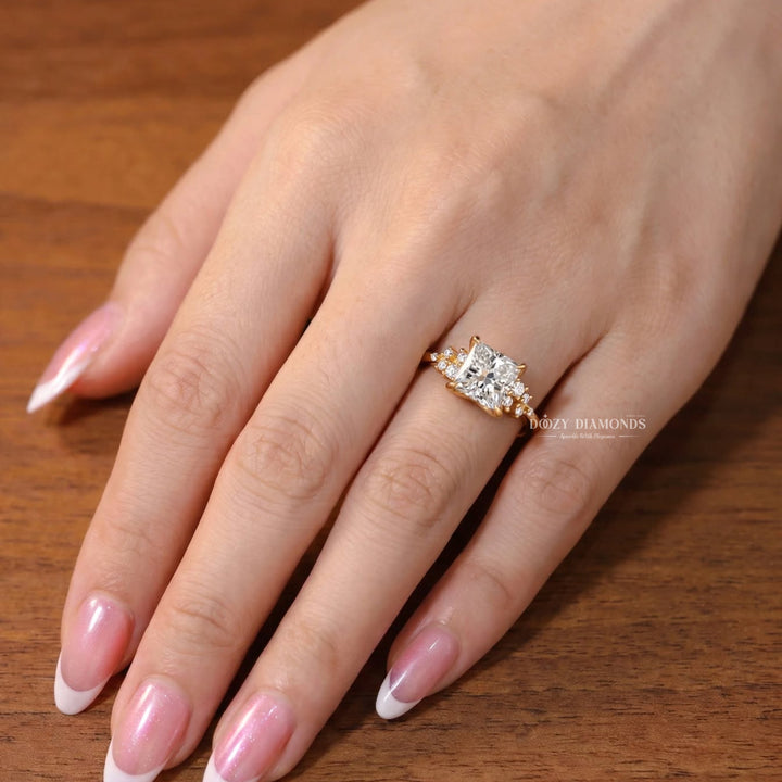 2.50CT Princess Cut Lab Grown Diamond Cluster Engagement Ring For Her