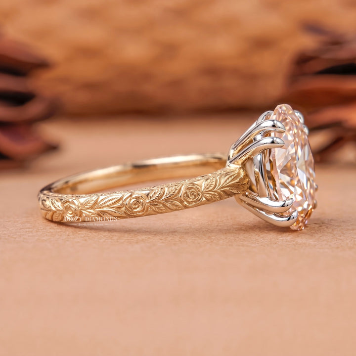 2.0CT Oval Pink VVS2 Vintage Style Solitaire Double Prong Lab Grown Diamond Ring