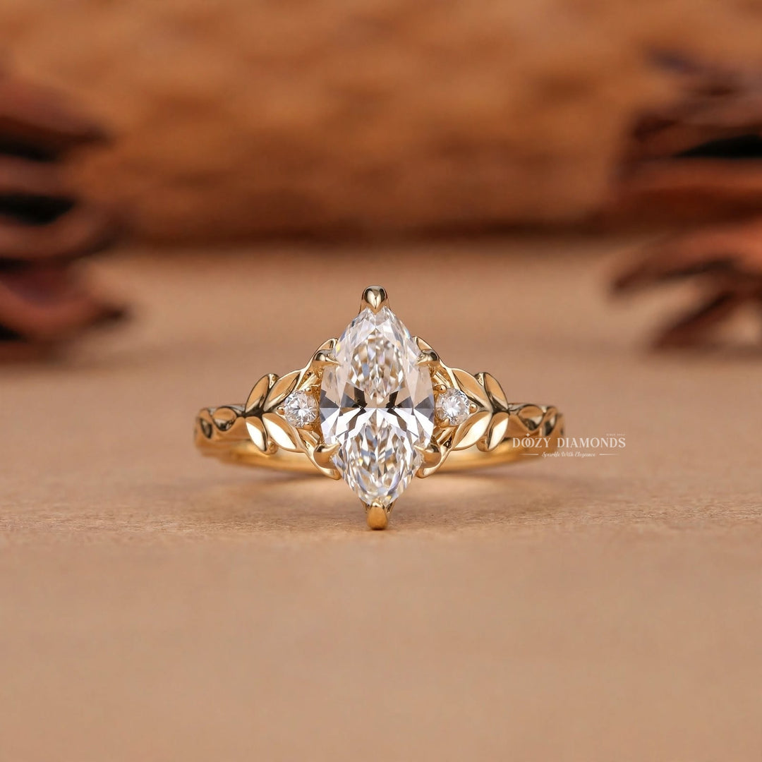 IGI Certified 2.50CT Marquise Lab Grown Diamond Three Stone Engagement Ring For Women