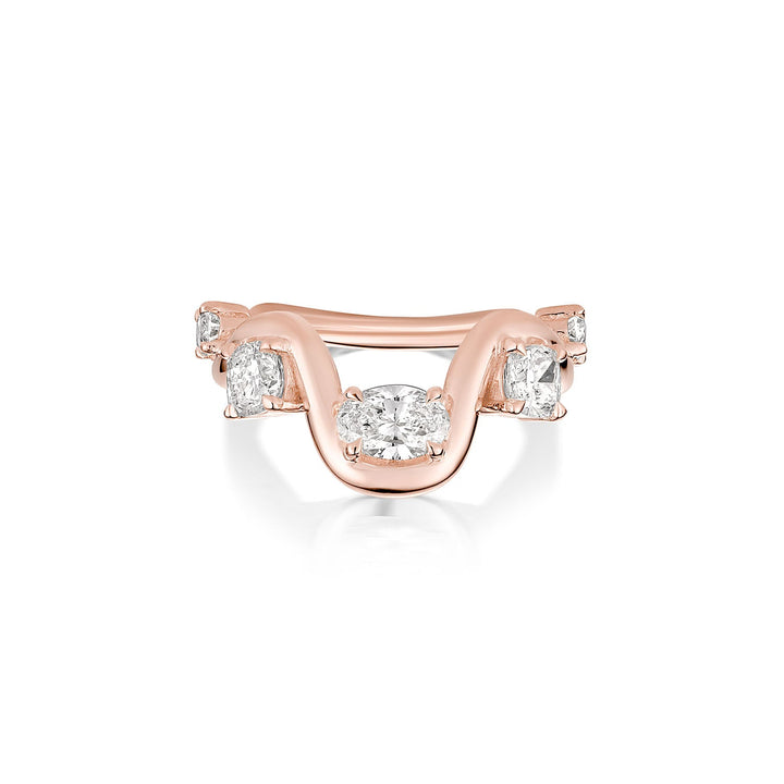 Oval & Cushion diamond wedding band in yellow gold