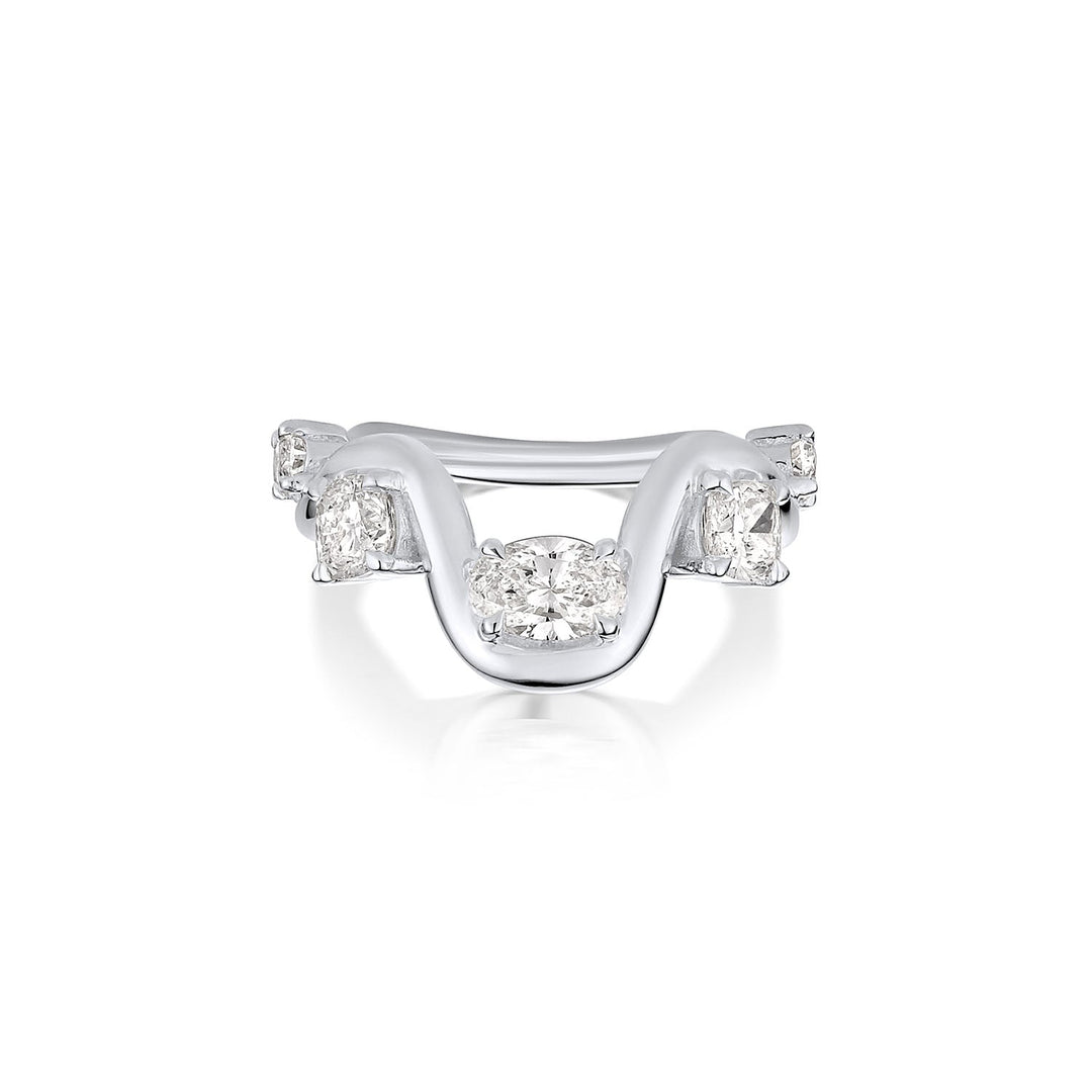Oval & Cushion diamond wedding band in white gold