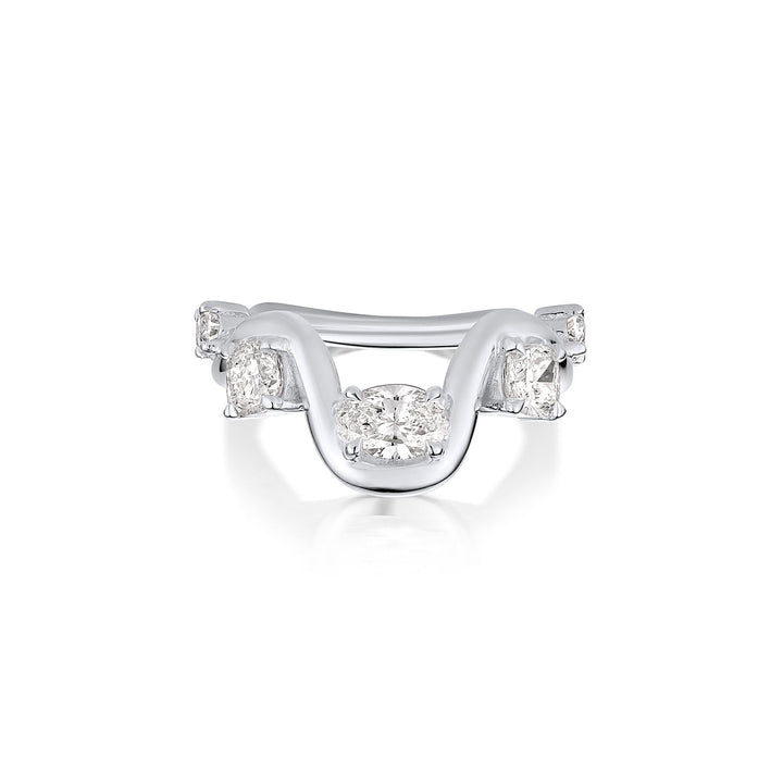 Oval & Cushion diamond wedding band in white gold