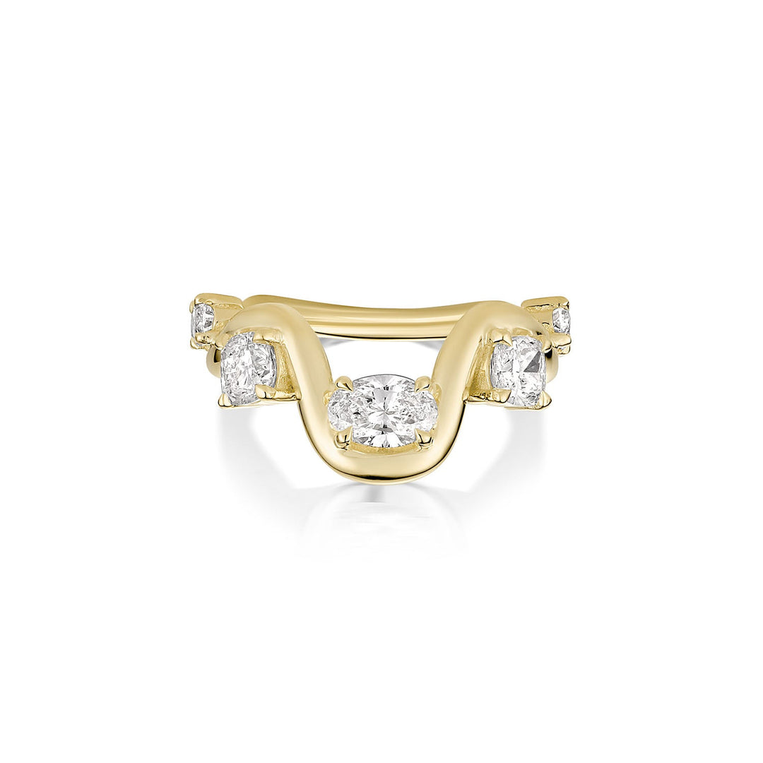 Oval & Cushion oval & cushion diamond wedding band front view
