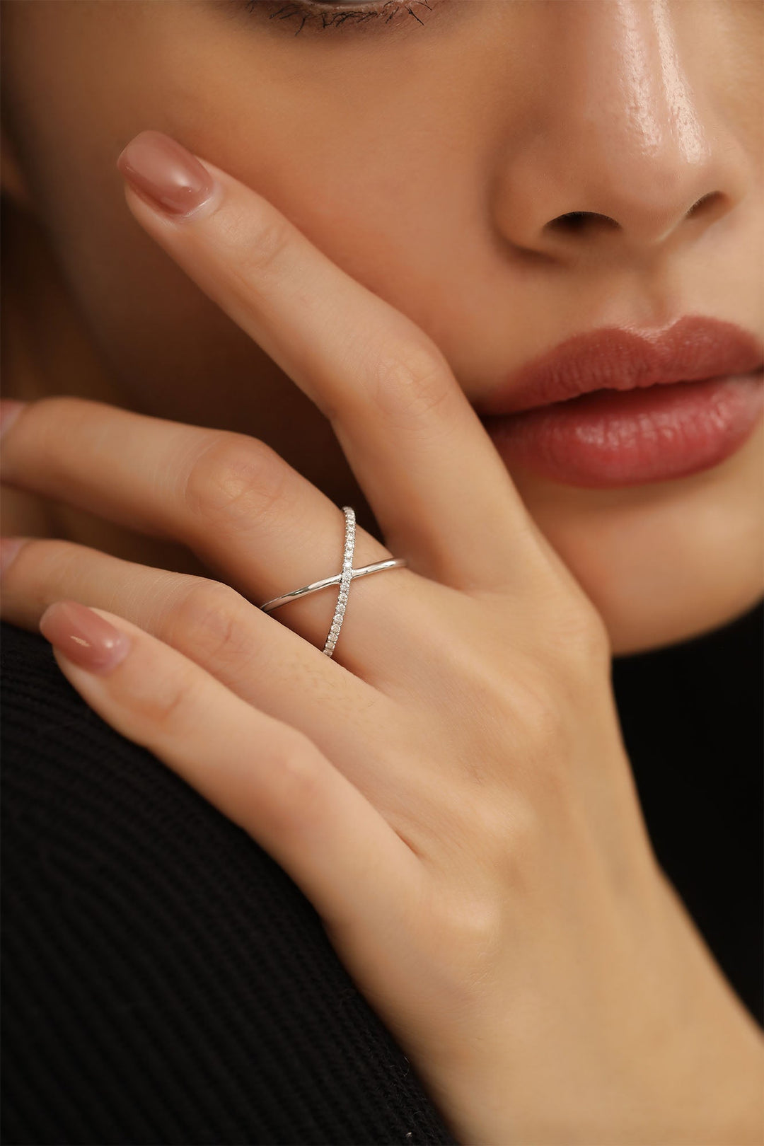 Criss Cross lab grown diamonds Wedding Band in 14K Gold - Doozy Diamonds