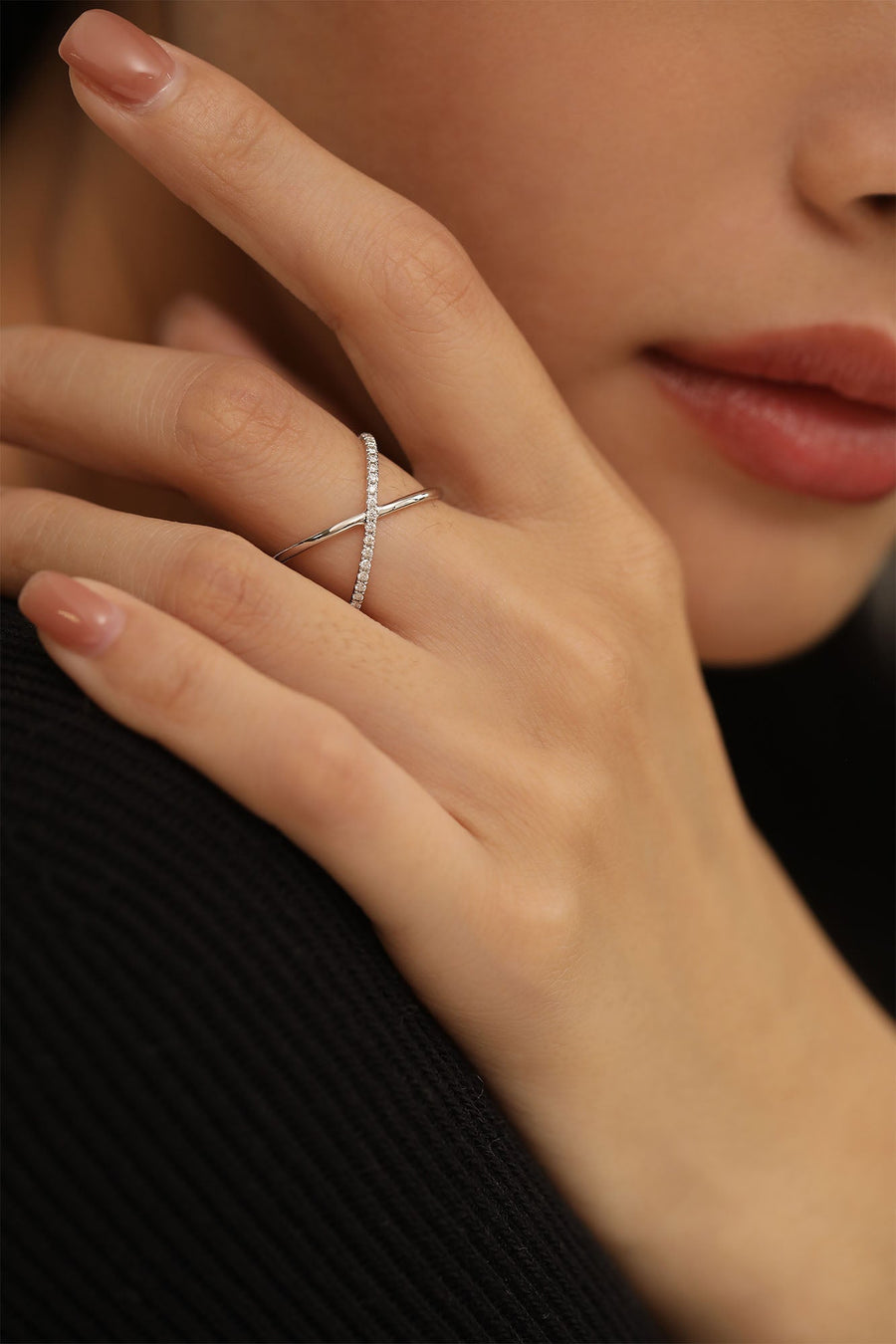 Criss Cross lab grown diamonds Wedding Band in 14K Gold - Doozy Diamonds