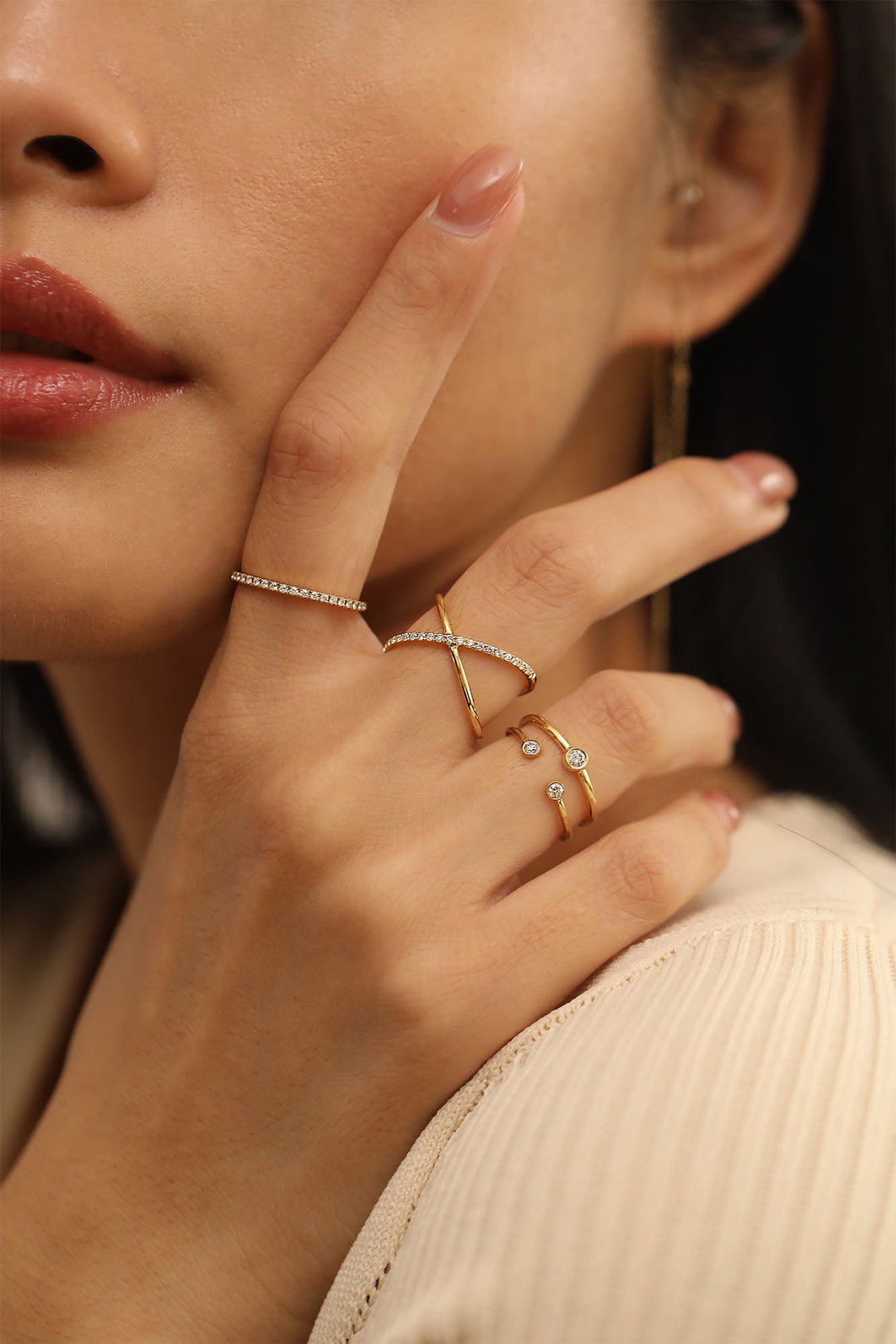 Criss Cross lab grown diamonds Wedding Band in 14K Gold - Doozy Diamonds