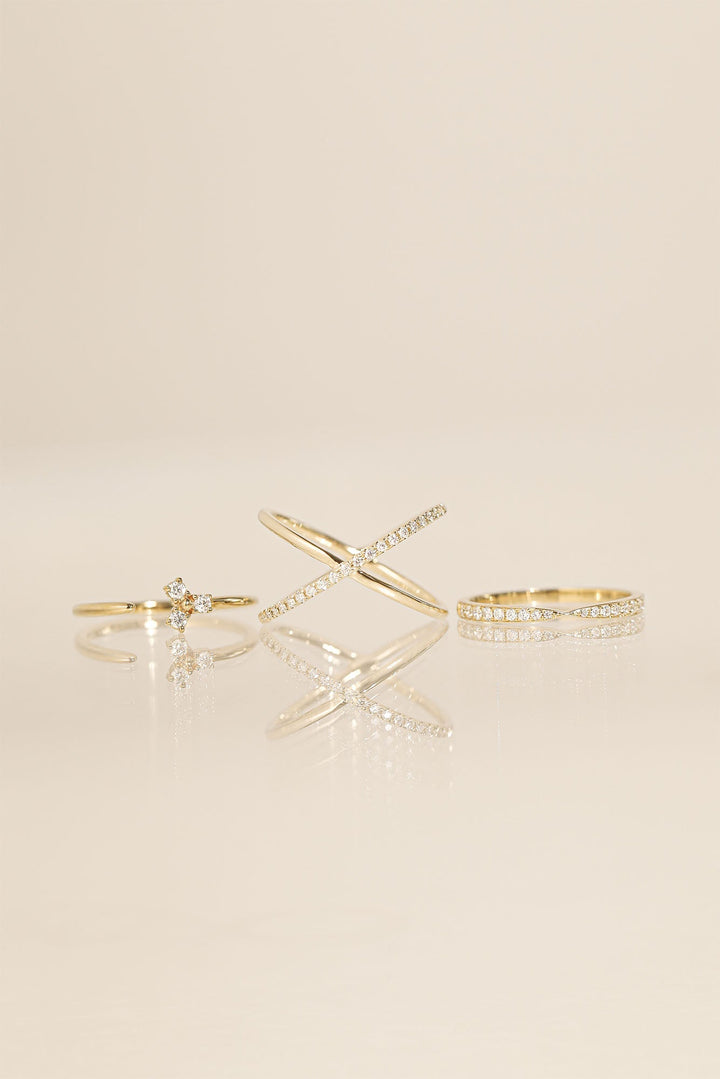 Criss Cross lab grown diamonds Wedding Band in 14K Gold - Doozy Diamonds