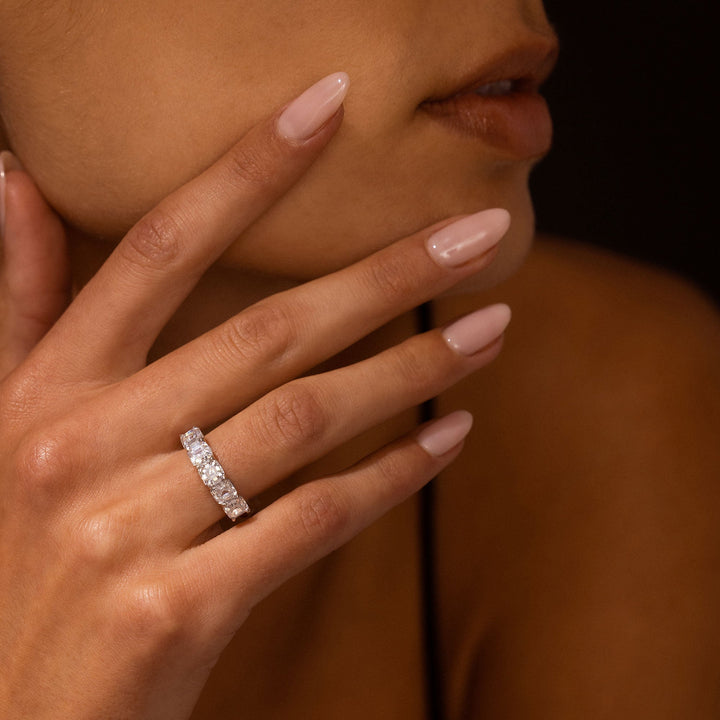 Asscher FG - VS1 Lab Grown Diamond Five Stone Wedding Band - Doozy Diamonds
