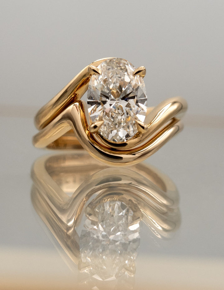 1.50CT Oval Solitaire Bypass Lab Grown Diamond Bridal Ring Set