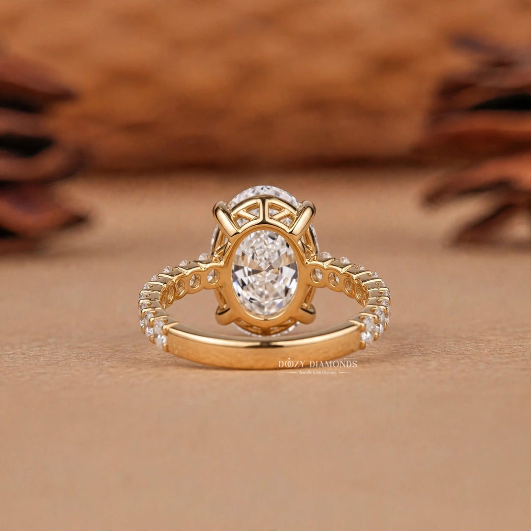 3.0CT Oval Lab Grown Diamond E/VVS Hidden Halo Engagement Ring