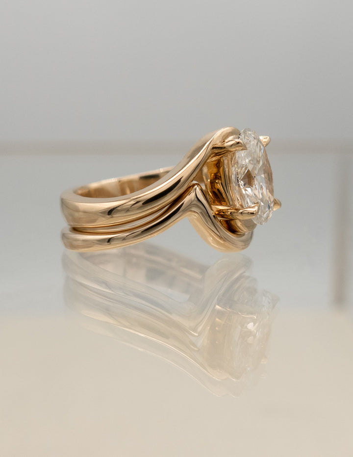 1.50CT Oval Solitaire Bypass Lab Grown Diamond Bridal Ring Set