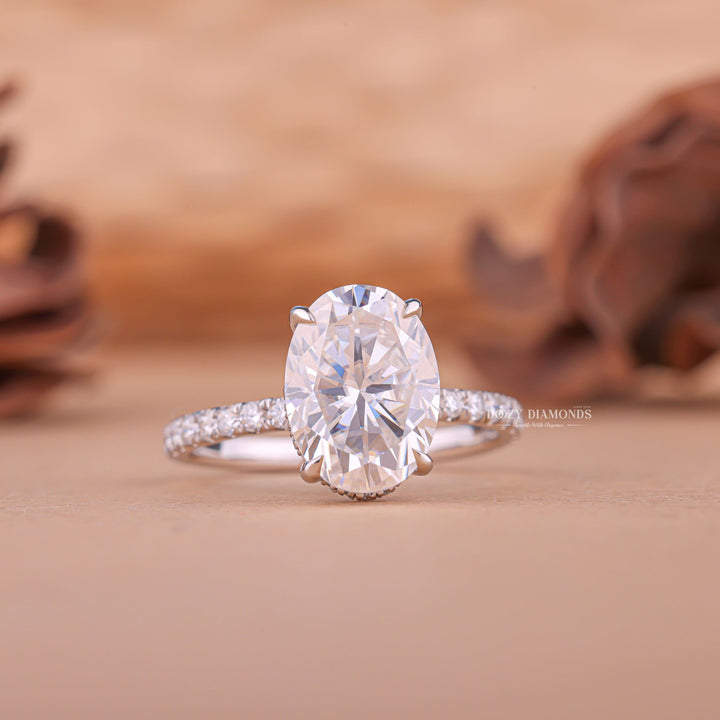 2.50CT oval hidden halo lab grown diamond engagement ring for sale