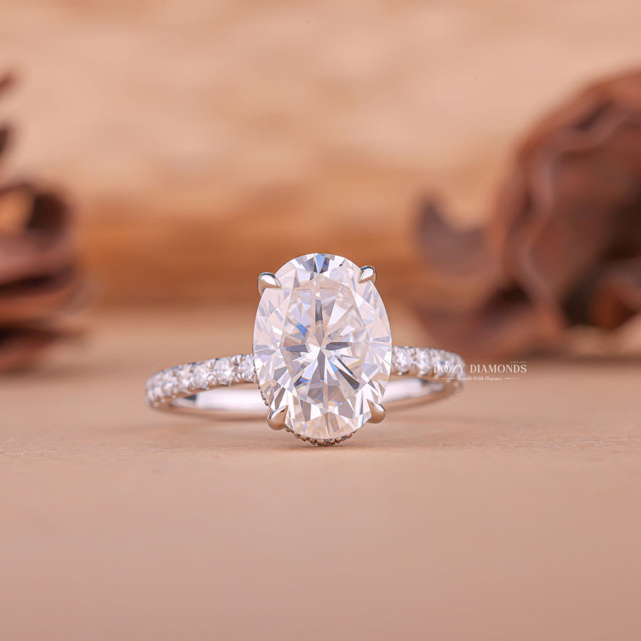 2.50CT oval hidden halo lab grown diamond engagement ring for sale