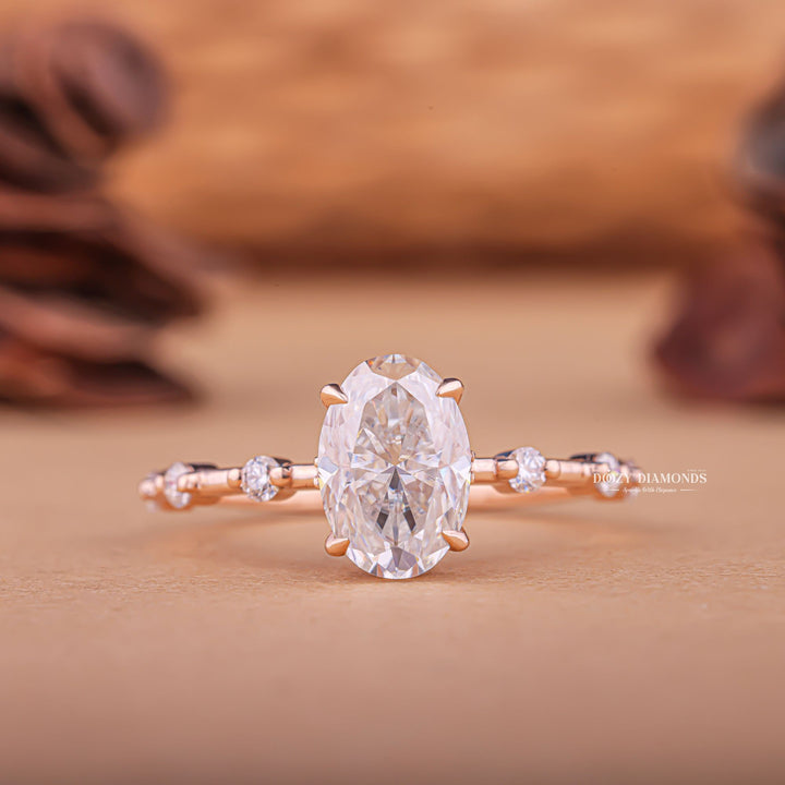 Buy 1.50CT oval pave lab grown diamond engagement ring online
