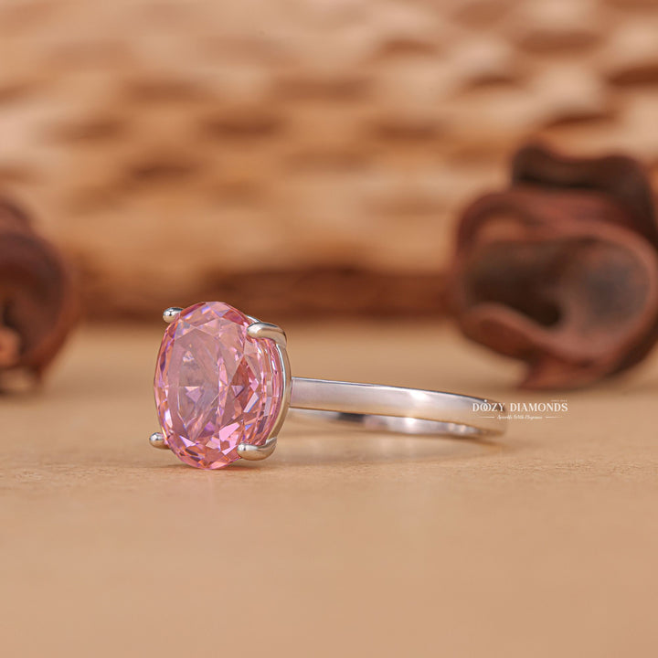 Oval pave engagement ring close-up showing high clarity diamond clarity