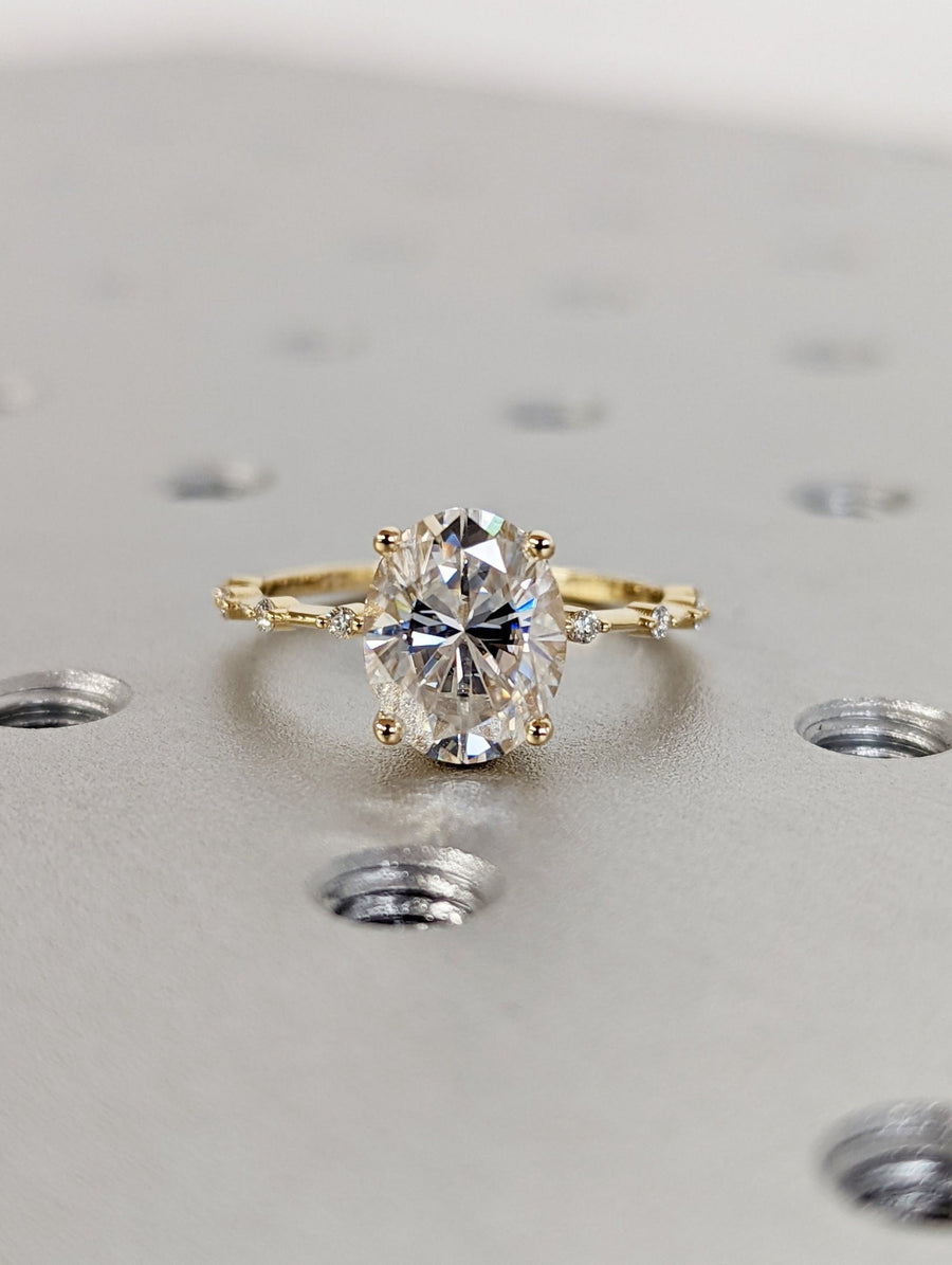 Buy 2.50CT oval pave lab grown diamond engagement ring online