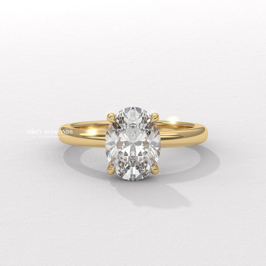 Oval hidden halo lab grown diamond engagement ring for sale
